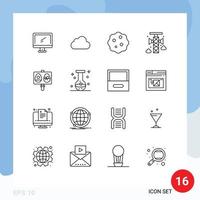 16 iconos creativos signos y símbolos modernos de comunicación de huevo megáfono nublado zoom elementos de diseño vectorial editables vector