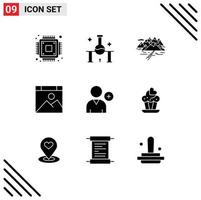 Stock Vector Icon Pack of 9 Line Signs and Symbols for follow page mountain computer crack Editable Vector Design Elements