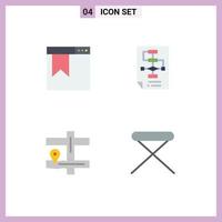 4 Creative Icons Modern Signs and Symbols of bookmark map website document pin Editable Vector Design Elements