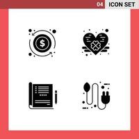 Modern Set of 4 Solid Glyphs and symbols such as arrow medical money saint patrick bio Editable Vector Design Elements