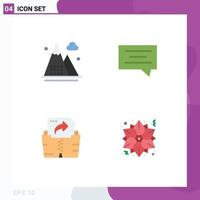 Group of 4 Flat Icons Signs and Symbols for activities file mountains chat christmas Editable Vector Design Elements