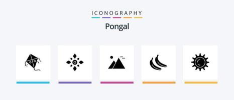 Pongal Glyph 5 Icon Pack Including sun. landmark. diwali. giza. festival. Creative Icons Design vector