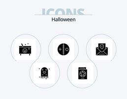 paquete de iconos de glifos de halloween 5 diseño de iconos. punción. muñeca. bruja. traje. Víspera de Todos los Santos vector