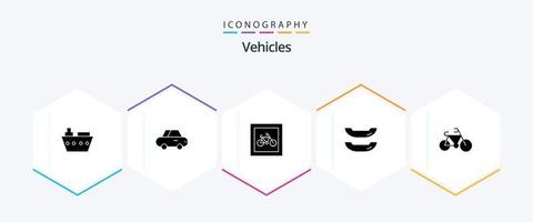 Vehicles 25 Glyph icon pack including . transport. parking. sport. kayak vector