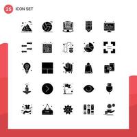 paquete de iconos de vector de stock de 25 signos y símbolos de línea para elementos de diseño de vector editables de la insignia de rango de reproducción de e-learning