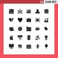 25 Universal Solid Glyphs Set for Web and Mobile Applications accounting old man teamwork father video Editable Vector Design Elements