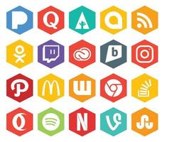 20 Social Media Icon Pack Including stockoverflow wattpad creative cloud mcdonalds instagram vector