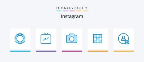 Instagram Blue 5 Icon Pack Including contact. tweet. image. hash tag. sets. Creative Icons Design vector