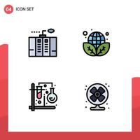 Modern Set of 4 Filledline Flat Colors Pictograph of electricity chemistry generator ecology tubes Editable Vector Design Elements