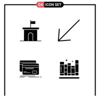 Group of 4 Solid Glyphs Signs and Symbols for architecture card mario down debit Editable Vector Design Elements