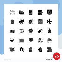 paquete de iconos de vector de stock de 25 signos y símbolos de línea para elementos de diseño de vector editables de copia de seguridad de datos de calculadora de base de datos de comunicación