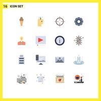 16 Thematic Vector Flat Colors and Editable Symbols of man setting oil job basic Editable Pack of Creative Vector Design Elements