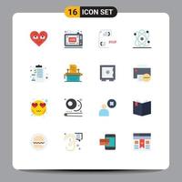 Universal Icon Symbols Group of 16 Modern Flat Colors of back to school energy video atom document Editable Pack of Creative Vector Design Elements