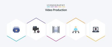 Video Production 25 Flat icon pack including computer. share. film. film. user vector