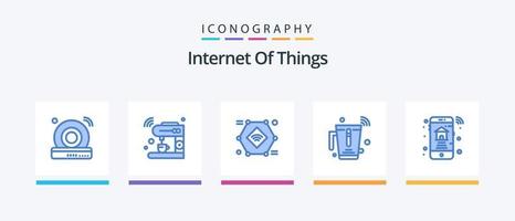 paquete de iconos azul 5 de internet de las cosas que incluye wifi. jugo. Wifi. licuadora. cámara inteligente diseño de iconos creativos vector