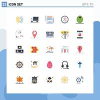 Flat Color Pack of 25 Universal Symbols of value currency transport coin newsletter Editable Vector Design Elements
