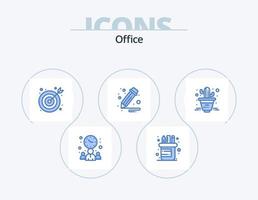 paquete de iconos azul de oficina 5 diseño de iconos. . planta. centro. flor. lápiz vector