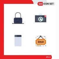 User Interface Pack of 4 Basic Flat Icons of control estate parental photo sign Editable Vector Design Elements