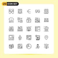 Set of 25 Commercial Lines pack for castle lift truck euro forklift truck fork truck Editable Vector Design Elements