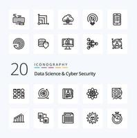 20 Data Science And Cyber Security Line icon Pack like scince dollar phone data scince data vector