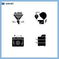 Modern Set of 4 Solid Glyphs and symbols such as filter web sort head copier Editable Vector Design Elements