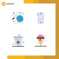 Set of 4 Modern UI Icons Symbols Signs for analysis iphone globe smart phone cooking Editable Vector Design Elements