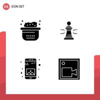 4 Universal Solid Glyph Signs Symbols of animals strategy clean business app Editable Vector Design Elements