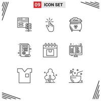 Set of 9 Vector Outlines on Grid for tax document hand st gold Editable Vector Design Elements