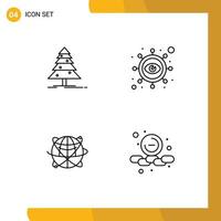 Stock Vector Icon Pack of 4 Line Signs and Symbols for tree business x mas marketing global Editable Vector Design Elements
