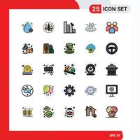 paquete de iconos de vector de stock de 25 signos y símbolos de línea para elementos de diseño de vector editables de financiación de piscina de bar de hotel para empleados