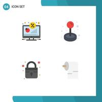 Group of 4 Modern Flat Icons Set for discount closed percentage fun secure Editable Vector Design Elements