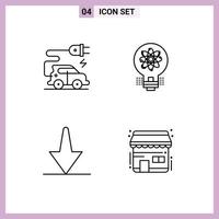 Mobile Interface Line Set of 4 Pictograms of automotive technology bottom idea solution buy Editable Vector Design Elements