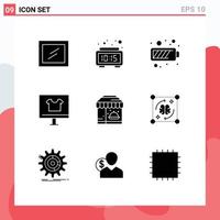 Stock Vector Icon Pack of 9 Line Signs and Symbols for hotel city mobile e buy Editable Vector Design Elements