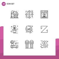 9 User Interface Outline Pack of modern Signs and Symbols of chart romance testing plant lifestyle Editable Vector Design Elements