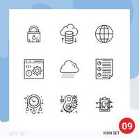 9 User Interface Outline Pack of modern Signs and Symbols of canada cloud internet programming develop Editable Vector Design Elements