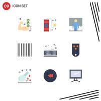 Modern Set of 9 Flat Colors Pictograph of key product firework barcode person Editable Vector Design Elements