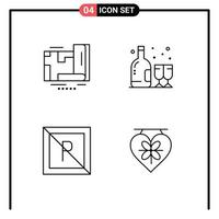 Pack of 4 Modern Filledline Flat Colors Signs and Symbols for Web Print Media such as gps park navigation glass not Editable Vector Design Elements