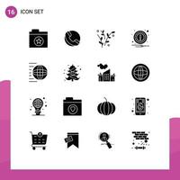 Universal Icon Symbols Group of 16 Modern Solid Glyphs of transport shipping services plant logistic notification Editable Vector Design Elements