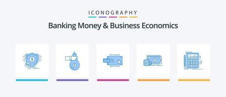 Banking Money And Business Economics Blue 5 Icon Pack Including investment. payments. investment. money. flow. Creative Icons Design vector