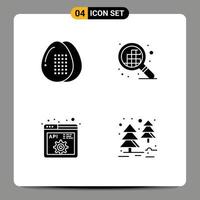 4 User Interface Solid Glyph Pack of modern Signs and Symbols of cooking code food grid programming Editable Vector Design Elements