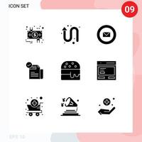 Pictogram Set of 9 Simple Solid Glyphs of features feature left up check list stamps Editable Vector Design Elements