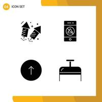 4 Creative Icons Modern Signs and Symbols of firework browser fire speaker up Editable Vector Design Elements