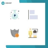 Pictogram Set of 4 Simple Flat Icons of electricity safety flask left security Editable Vector Design Elements