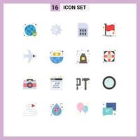 16 Universal Flat Colors Set for Web and Mobile Applications flight notification card flag sim card Editable Pack of Creative Vector Design Elements
