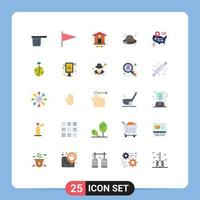 Set of 25 Modern UI Icons Symbols Signs for american location home straw hat fashion Editable Vector Design Elements