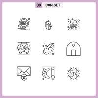 Outline Pack of 9 Universal Symbols of recorder player shopping audio data traffic Editable Vector Design Elements