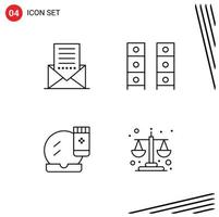 Universal Icon Symbols Group of 4 Modern Filledline Flat Colors of communication wardrobe interface furniture face compact Editable Vector Design Elements