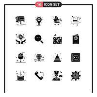 Mobile Interface Solid Glyph Set of 16 Pictograms of swimming pool innovation ladder seo Editable Vector Design Elements