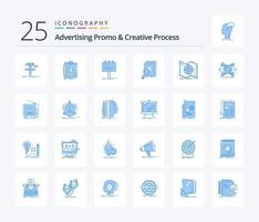 Advertising Promo And Creative Process 25 Blue Color icon pack including financial. analysis. work. promo. advertising vector