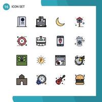 Set of 16 Modern UI Icons Symbols Signs for media engine moon spring bird Editable Creative Vector Design Elements